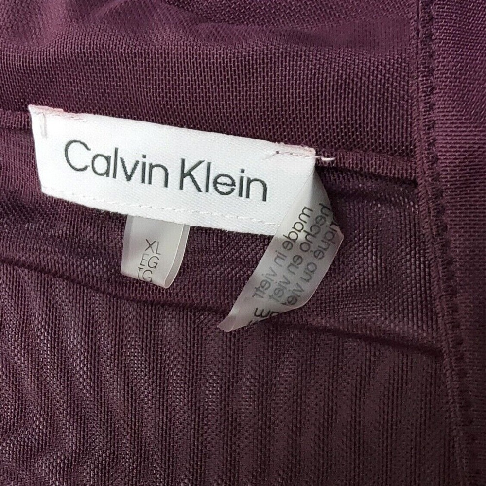 Calvin Klein Top Womens XL Plum Chiffon Long Sleeve Casual Button Up Blouse NWT - Picture 6 of 11